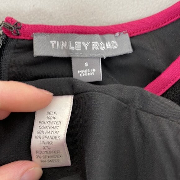 Tinley Road Midi Dress Sleeveless Black Pink Trim Sheath Size Small S - Picture 11 of 15